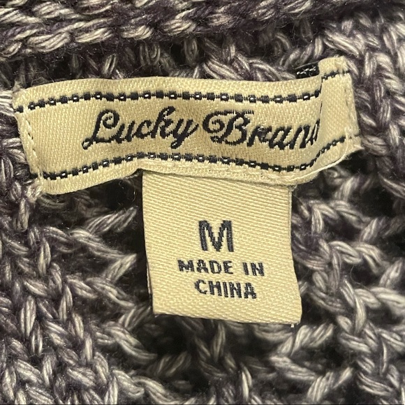 Lucky Brand cotton blend waterfall front blue white knit cardigan size medium - Picture 6 of 7